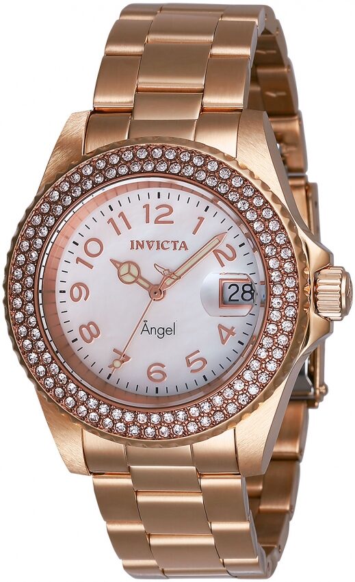 Invicta Angel Crystal White Mother of Pearl Dial Ladies Watch #28674 - Watches of America