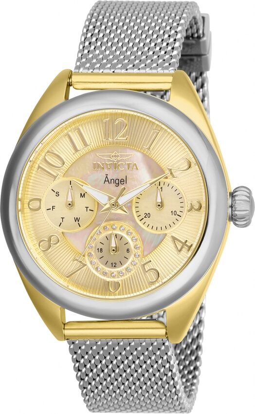 Invicta Angel Gold Dial Stainless Steel Mesh Ladies Watch #27451 - Watches of America