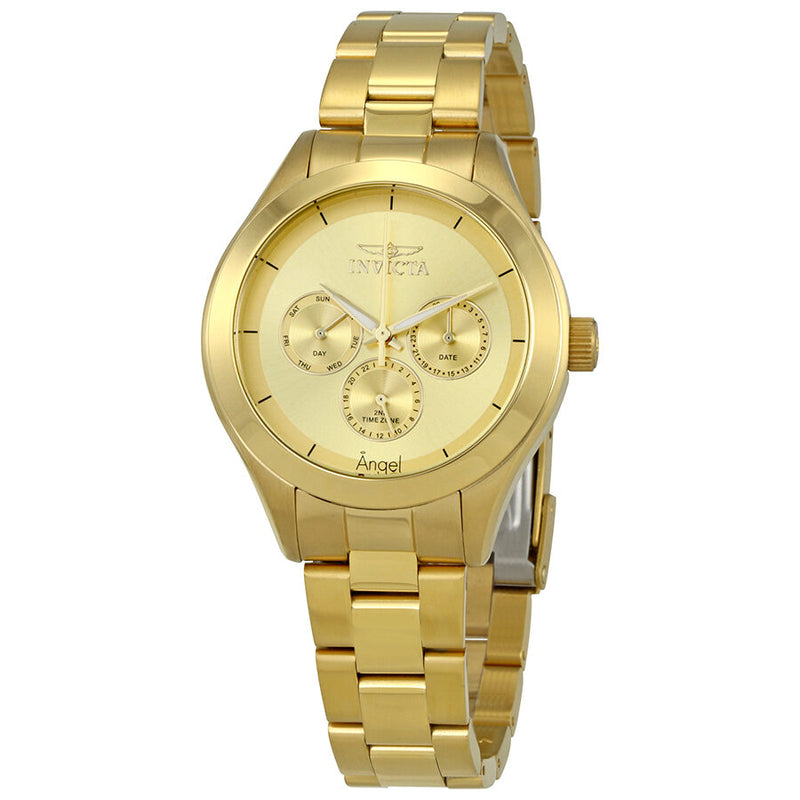 Invicta Angel Multi-function Gold Dial Gold-plated Ladies Watch #12466 - Watches of America