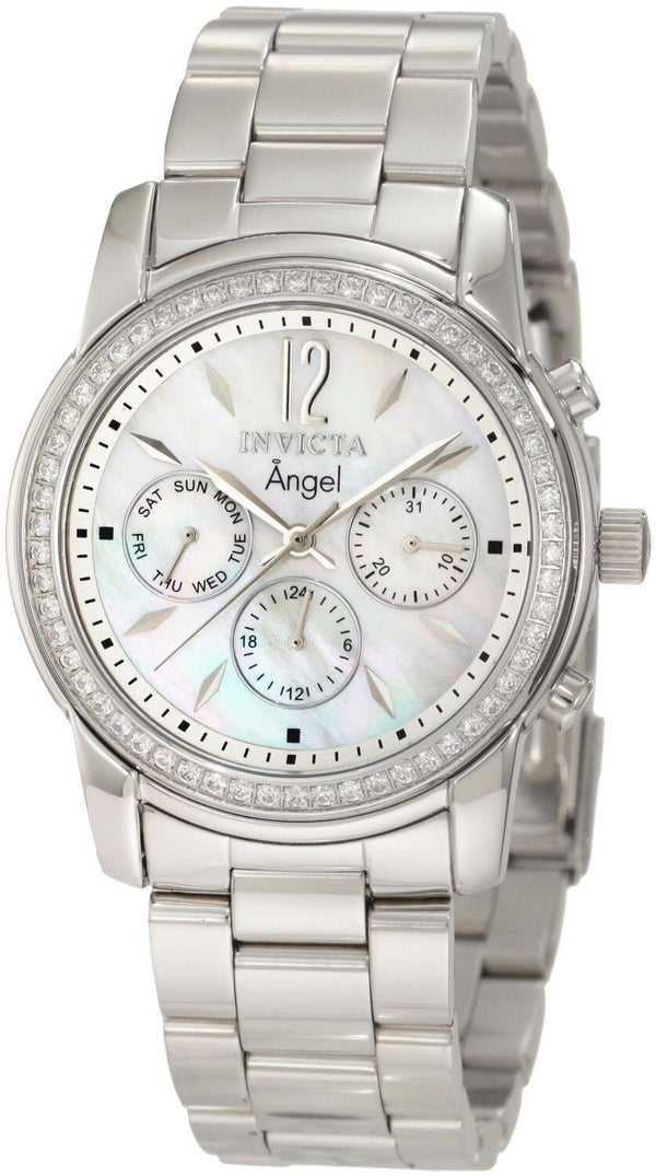 Invicta Angel Multi-Function Mother of Pearl Stainless Steel Ladies Watch #11768 - Watches of America