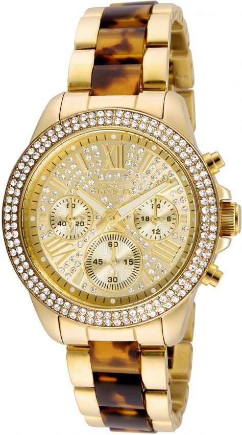 Invicta Angel Multi-Function Gold Crystal-set Gold-plated Ladies Watch #20509 - Watches of America