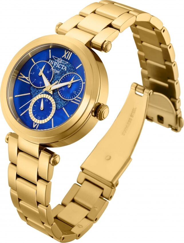 Invicta Angel Quartz Blue Dial Yellow Gold-tone Ladies Watch #28935 - Watches of America #2