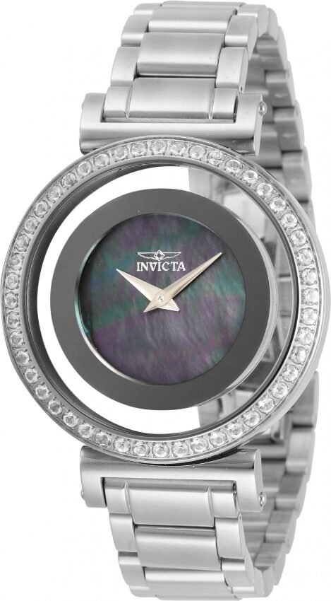 Invicta Angel Quartz Crystal Black Dial Ladies Watch #28495 - Watches of America