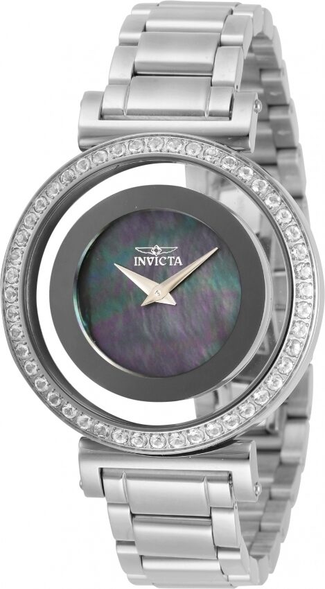 Invicta Angel Quartz Crystal Black Dial Ladies Watch #28495 - Watches of America