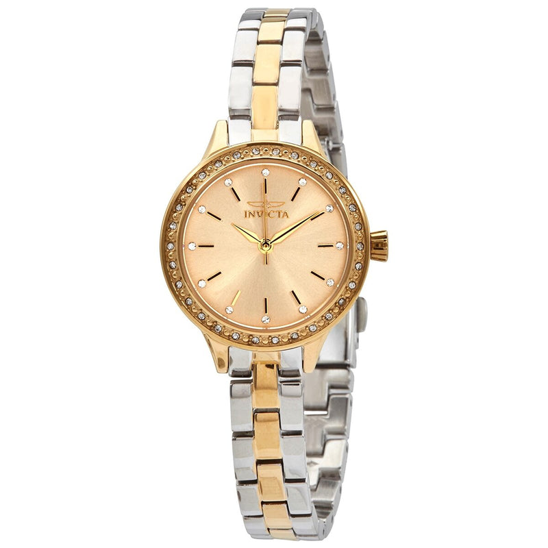 Invicta Angel Quartz Crystal Gold Dial Ladies Watch and Bracelet #29318 - Watches of America