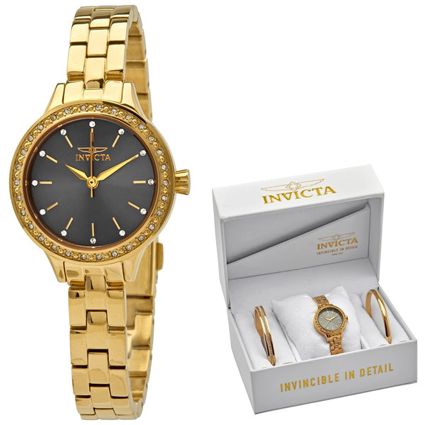 Invicta Angel Quartz Crystal Grey Dial Ladies Watch and Bracelet