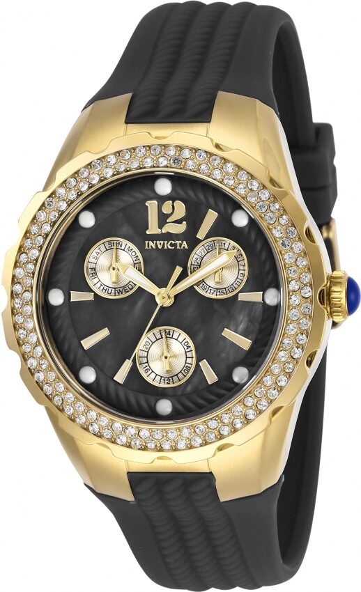 Invicta Angel Quartz Crystal Gunmetal Dial Gunmetal Silicone Ladies Watch #29088 - Watches of America