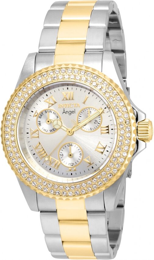 Invicta Angel Quartz Crystal Silver Dial Ladies Watch #16998 - Watches of America