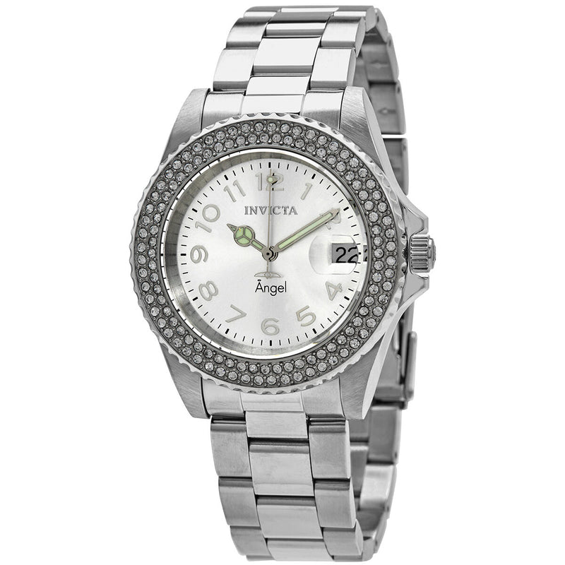 Invicta Angel Quartz Crystal Silver Dial Ladies Watch #28672 - Watches of America