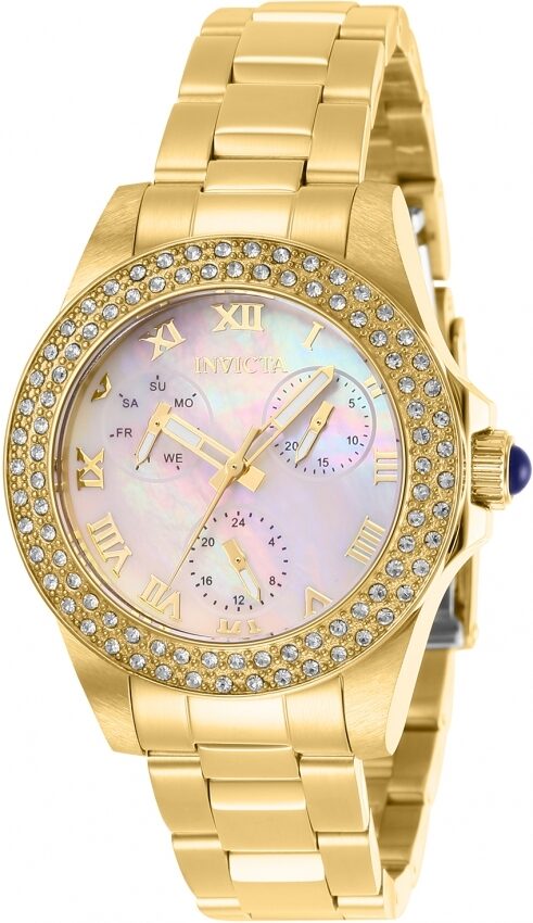 Invicta Angel Quartz Crystal White Mother of Pearl Dial Ladies Watch #28481 - Watches of America