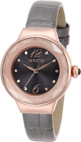 Invicta Angel Quartz Grey Dial Grey Leather Ladies Watch #29786 - Watches of America
