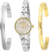 Invicta Angel Quartz White Mother of Pearl Dial Ladies Watch and Bangle Set #29282 - Watches of America