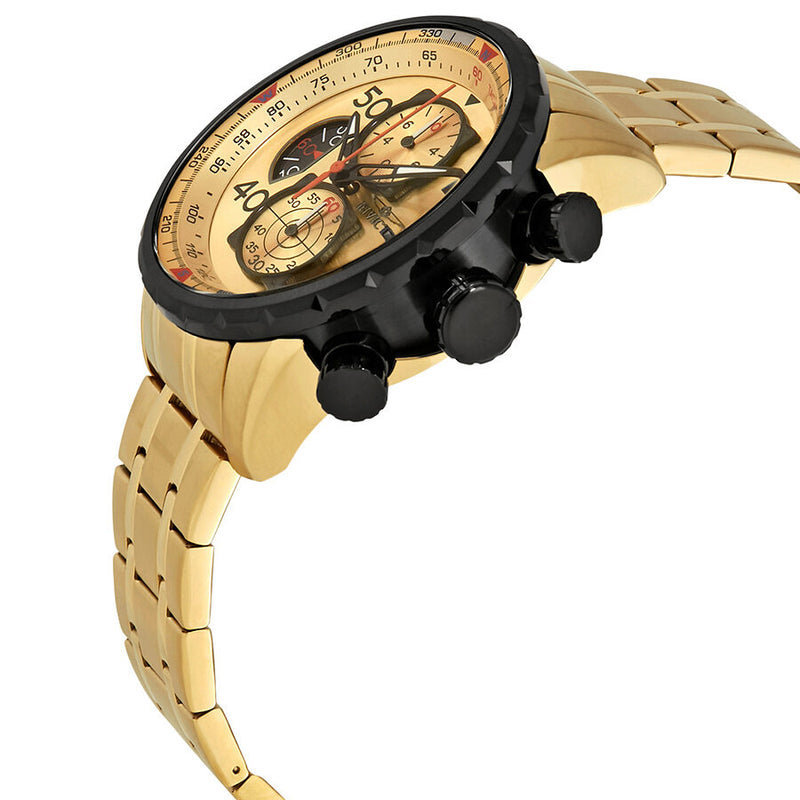 Invicta Aviator Chronograph Gold Dial Gold-plated Men's Watch #17205 - Watches of America #2