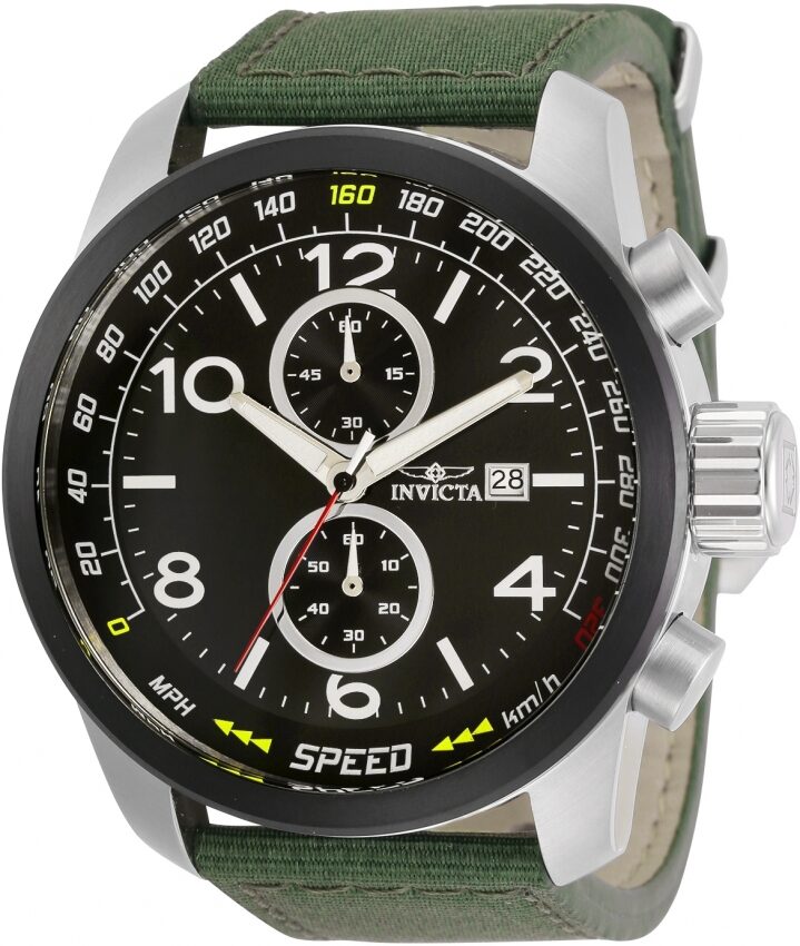 Invicta Aviator Chronograph Quartz Black Dial Men's Watch #30732 - Watches of America