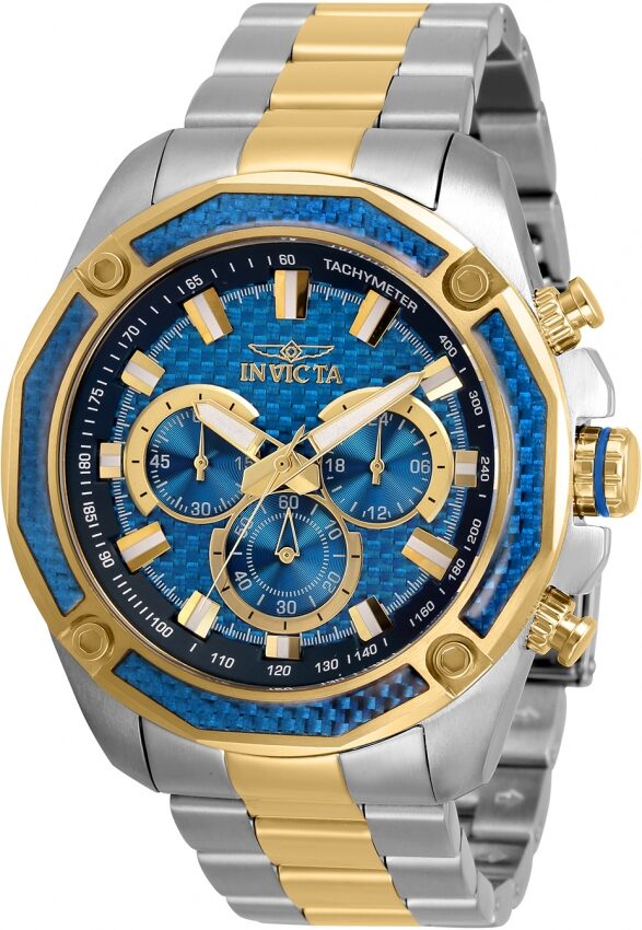 Invicta Aviator Chronograph Quartz Blue Dial Two-tone Men's Watch #30757 - Watches of America