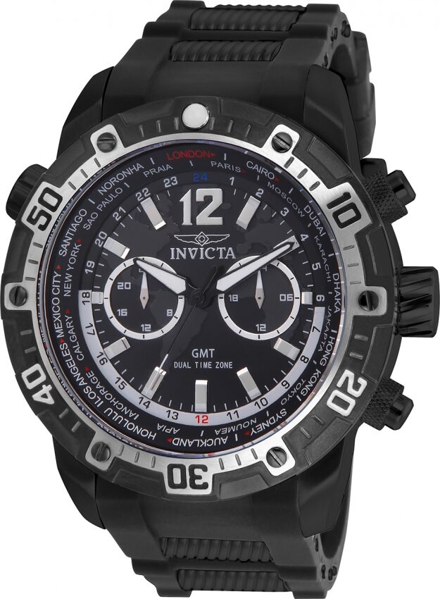 Invicta Aviator World Time Quartz Black Dial Men's Watch #24583 - Watches of America