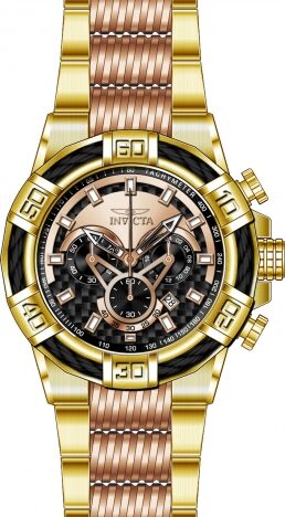 Invicta Bolt Chronograph Black and Rose Dial Two-tone Men's Watch #25765 - Watches of America