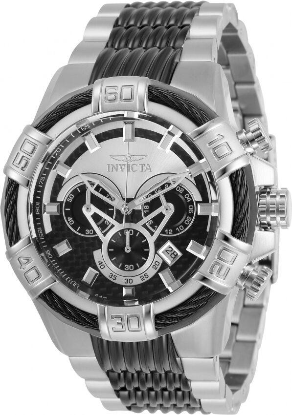 Invicta Bolt Chronograph Quartz Silver and Black Dial Men's Watch #29569 - Watches of America