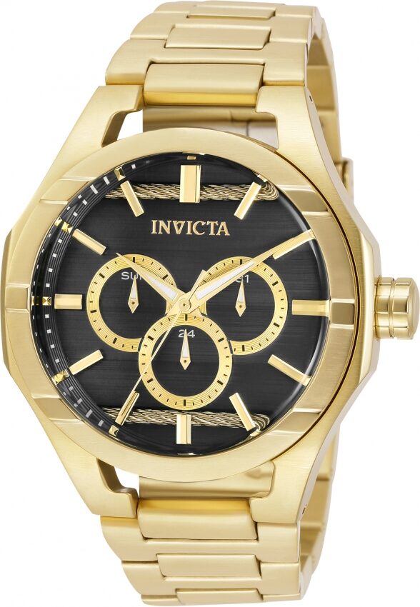 Invicta Bolt Quartz Black Dial Yellow Gold-tone Men's Watch #31831 - Watches of America