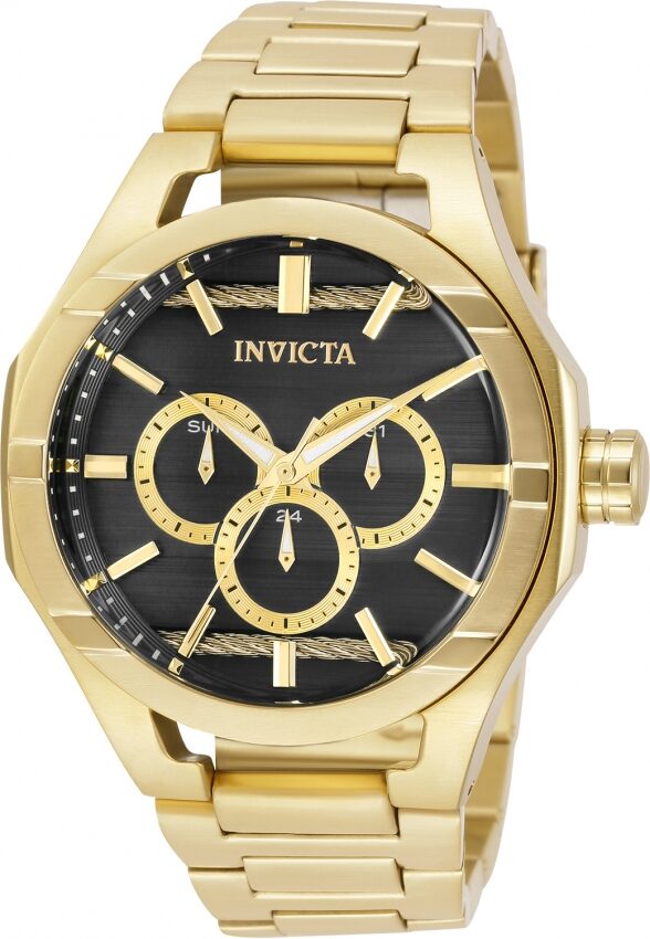 Invicta Bolt Quartz Black Dial Yellow Gold-tone Men's Watch #31831 - Watches of America