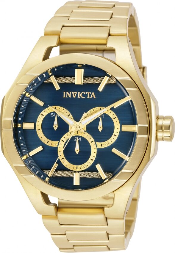 Invicta Bolt Quartz Blue Dial Yellow Gold-tone Men's Watch #31830 - Watches of America