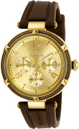 Invicta Bolt Quartz Crystal Gold Dial Brown Silicone Ladies Watch #29138 - Watches of America