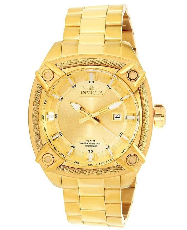 Invicta Bolt Quartz Gold Dial Cable Bezel Men's Watch #31385 - Watches of America