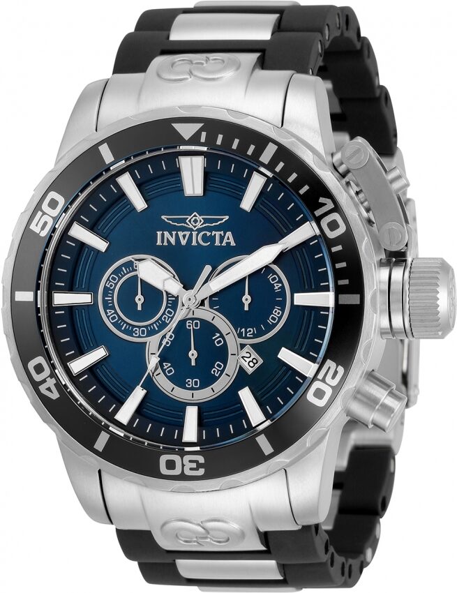 Invicta Corduba Chronograph Blue Dial Black Polyurethane Men's Watch #33691 - Watches of America
