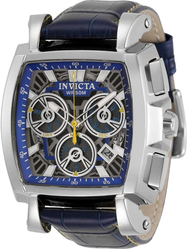Invicta Cuadro Chronograph Quartz Blue Skeleton Dial Men's Watch #32162 - Watches of America