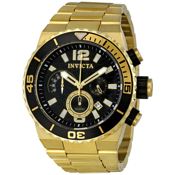 Invicta Divers Quest Chronograph Gold-tone Black Dial Men's Watch #1343 - Watches of America