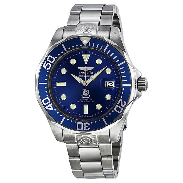 Invicta Grand Diver Blue Dial Stainless Steel Men's Watch #3045 - Watches of America