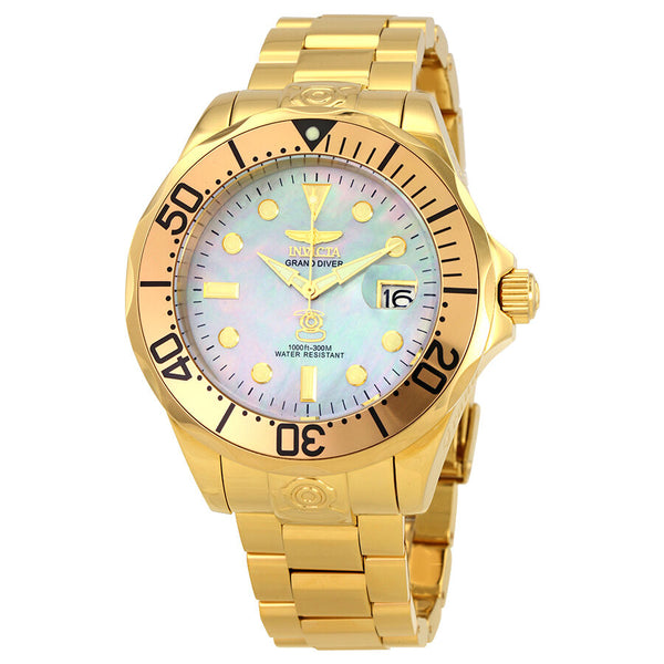 Invicta Grand Diver Mother of Pearl Gold-plated Men's Watch #16033 - Watches of America