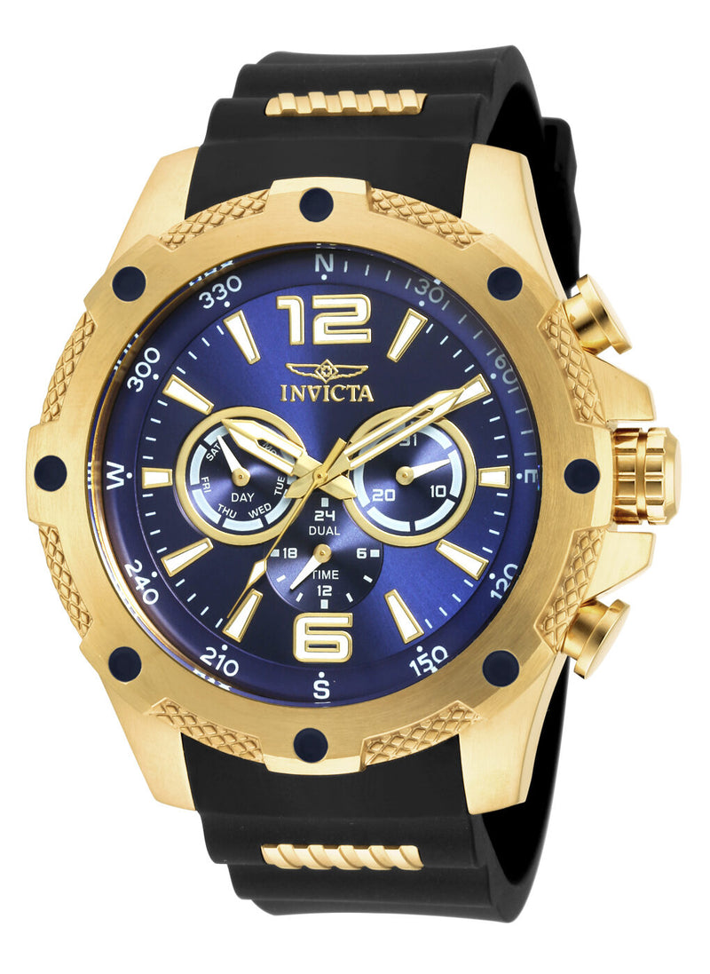 Invicta I-Force Multi-Function Blue Dial Black Polyurethane Men's Watch #19659 - Watches of America