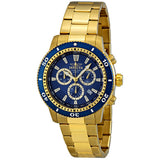 Invicta II Chronograph Blue Dial 18kt Gold-plated Men's Watch #1205 - Watches of America