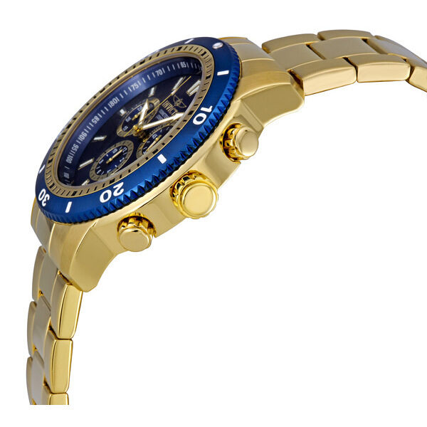 Invicta II Chronograph Blue Dial 18kt Gold-plated Men's Watch #1205 - Watches of America #2