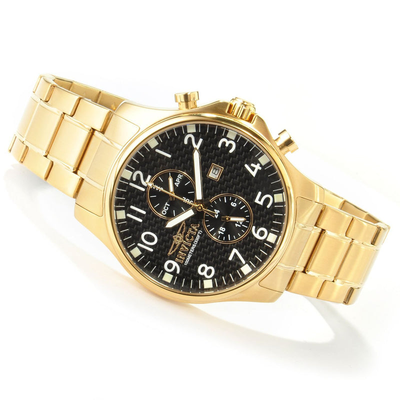 Invicta II Collection Black Dial 18kt Gold-plated Men's Watch #0382 - Watches of America