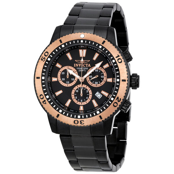 Invicta II Collection Chronograph Black Ion-plated Stainless Steel Men's Watch #1206 - Watches of America