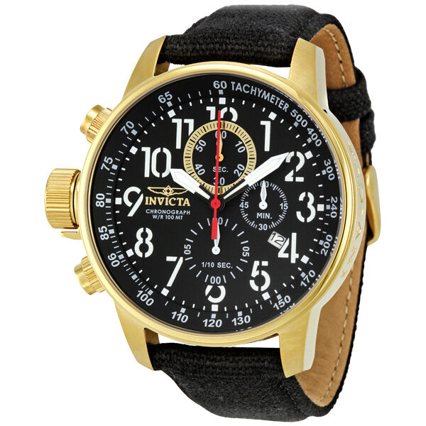Invicta Lefty Chronograph Black Dial Gold-tone Men's Watch #1515 - Watches of America