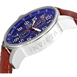 Invicta Lefty Chronograph Blue Dial Stainless Steel Brown Leather Band Unisex Watch #3328 - Watches of America #2