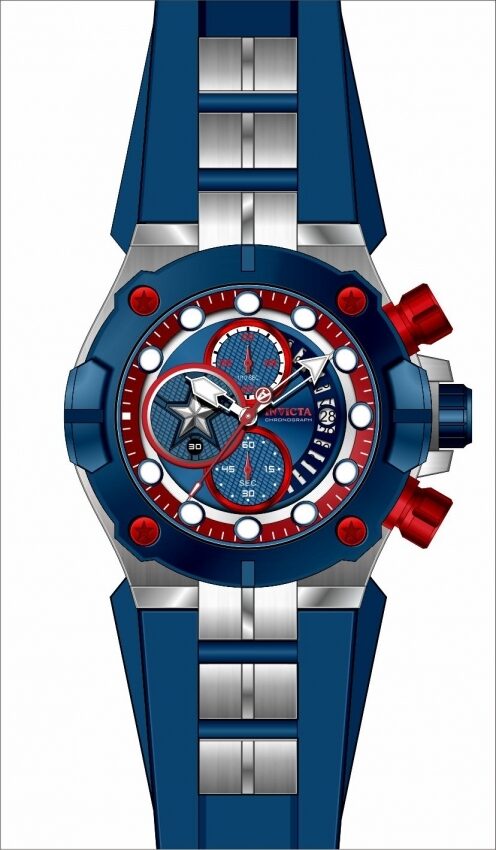 Invicta Marvel Captain America Chronograph Quartz Blue Dial Men's Watch #30313 - Watches of America