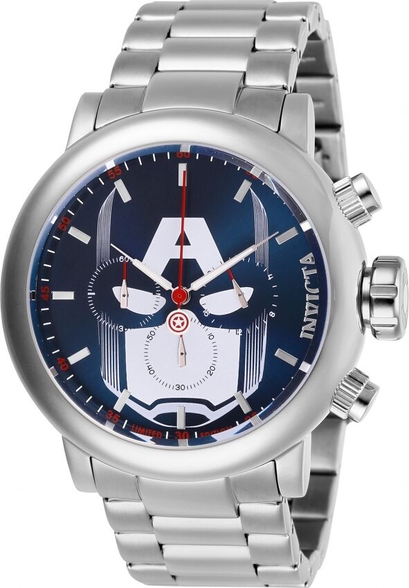 Invicta Marvel Captain America Chronograph Blue Dial Men's Watch #28424 - Watches of America