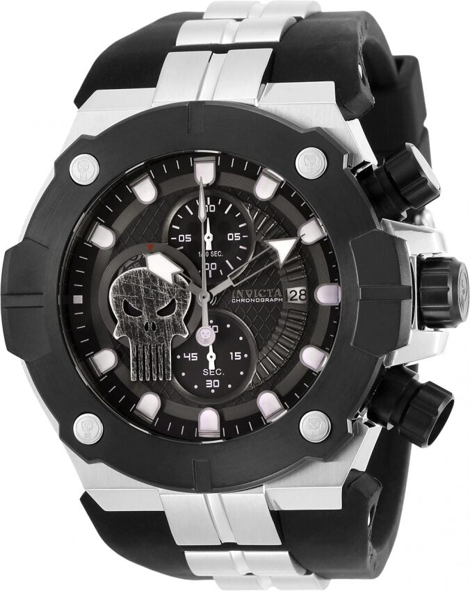 Invicta Marvel Punisher Chronograph Quartz Black Dial Men's Watch #30316 - Watches of America
