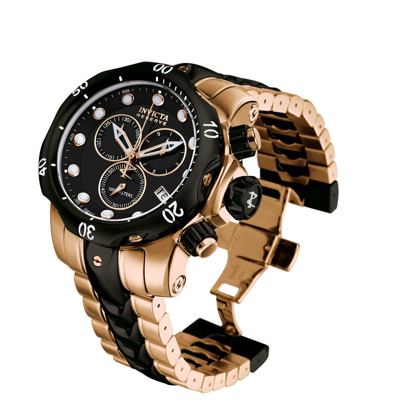 Invicta Men's Reserve Collection Black Ion-Plated and Rose-Gold Tone Chronograph Watch #5728 - Watches of America