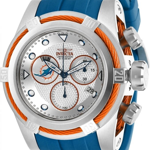 Invicta Nfl Miami Dolphins Quartz Orange Dial Watch in Blue for Men