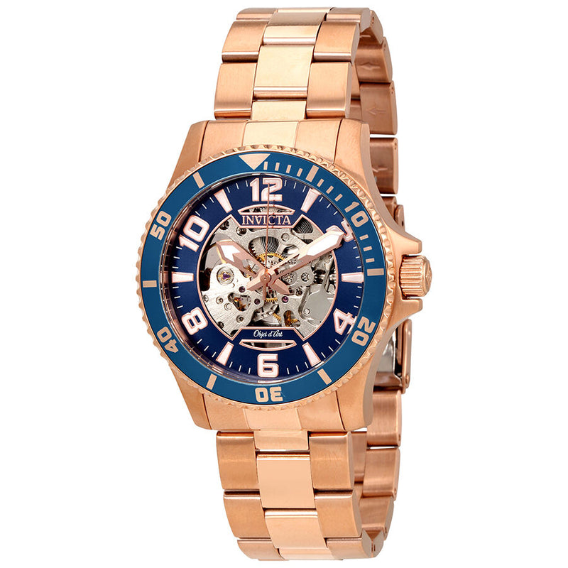 Invicta Objet D Art Automatic Blue Skeletal Dial Men's Watch #22605 - Watches of America