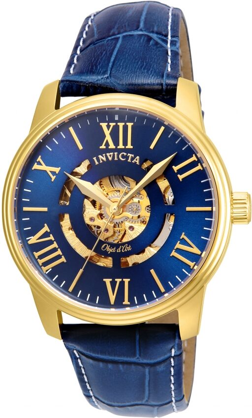 Invicta Objet D Art Automatic Blue Skeleton Dial Men's Watch #22601 - Watches of America