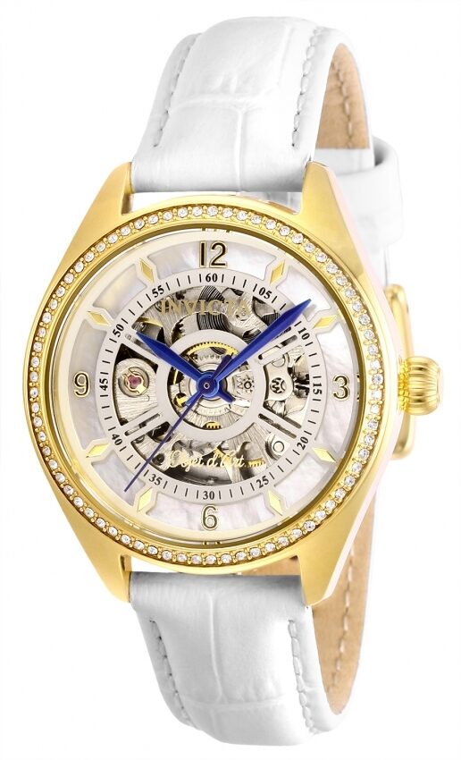Invicta Objet D Art Automatic Crystal White Dial Ladies Watch #26352 - Watches of America