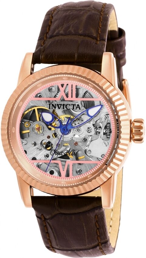 Invicta Objet D Art Automatic Pink Skeleton Dial Ladies Watch #26350 - Watches of America