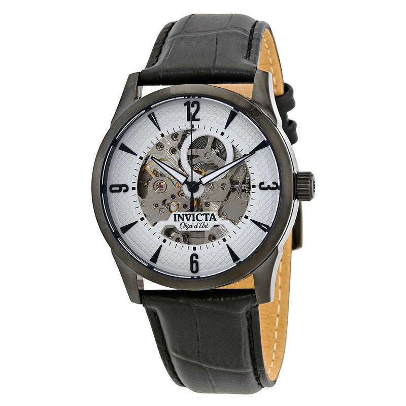 Invicta Objet D Art Automatic Silver Skeleton Dial Men's Watch #22639 - Watches of America