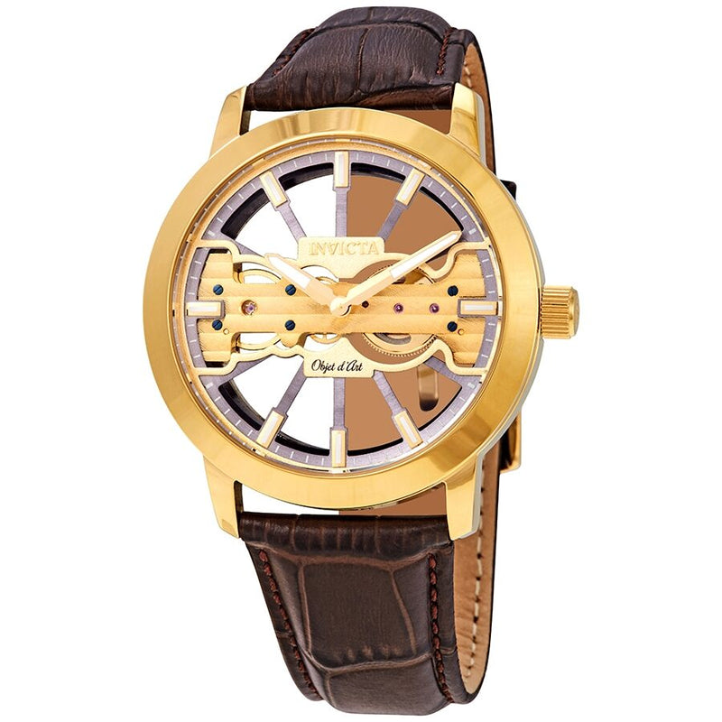 Invicta Objet D Art Gold Exo-Skeletal Dial Men's Watch #25266 - Watches of America